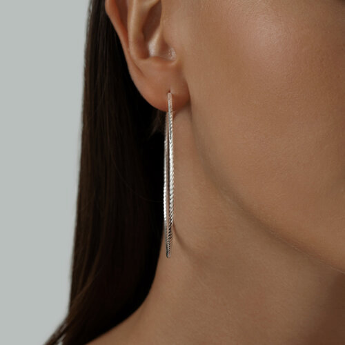 Серьги конго из серебра с алмазной гранью из серебро — вид 2