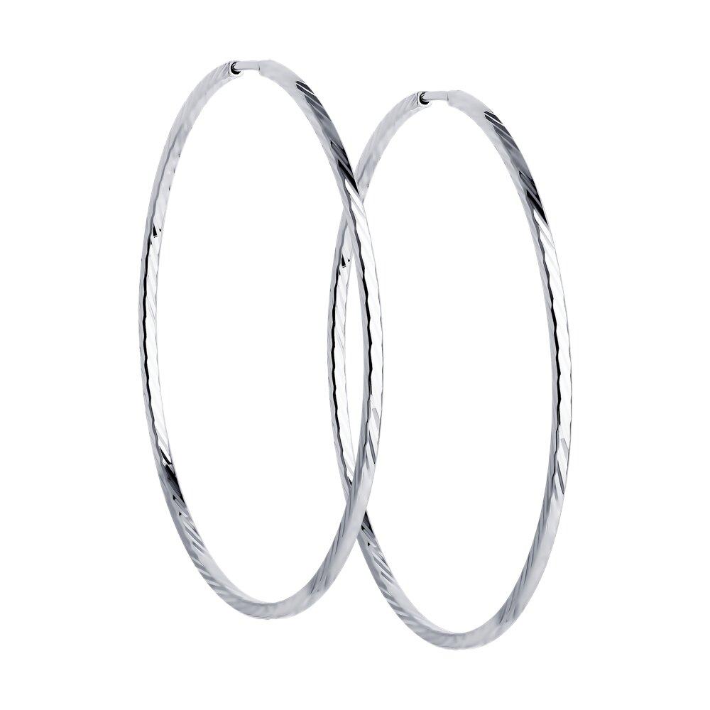 Серьги конго из серебра с алмазной гранью - видео на модели