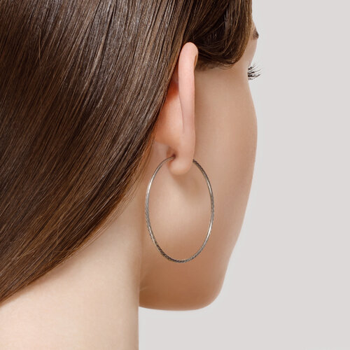 Серьги конго из серебра с алмазной гранью из серебро — вид 3