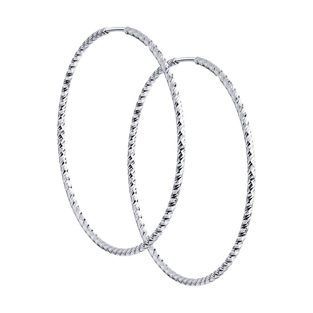 Серьги конго из серебра с алмазной гранью - видео на модели