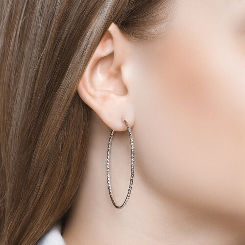 Серьги конго из серебра с алмазной гранью из серебро — вид 2