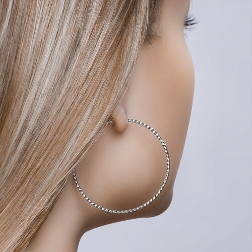 Серьги конго из серебра с алмазной гранью из серебро — вид 3