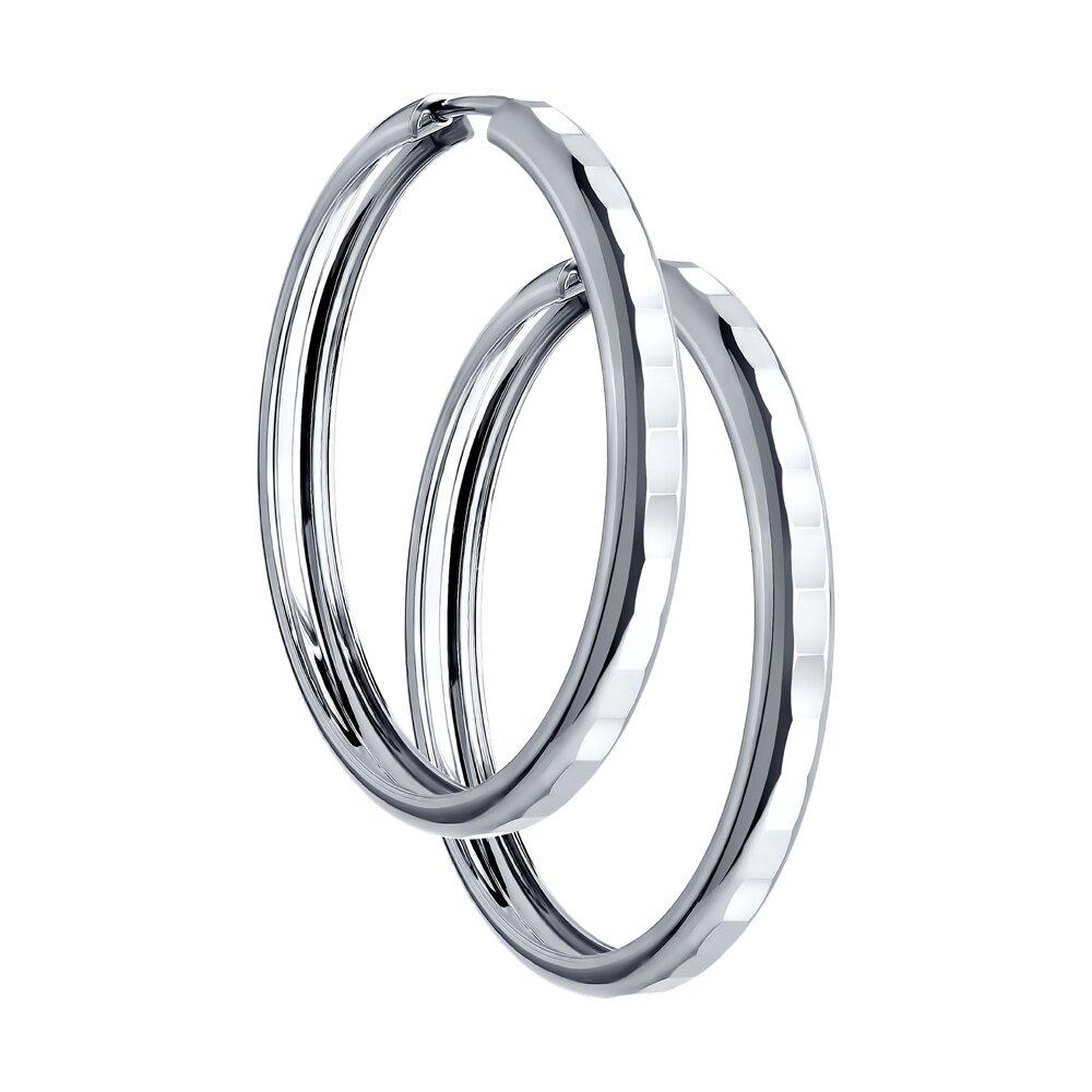 Серьги конго из серебра с алмазной гранью - видео на модели