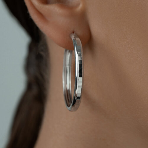 Серьги конго из серебра с алмазной гранью из серебро — вид 2