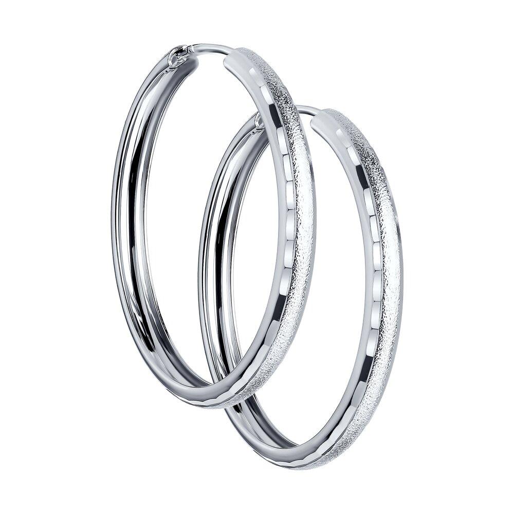 Серьги конго из серебра с алмазной гранью - видео на модели