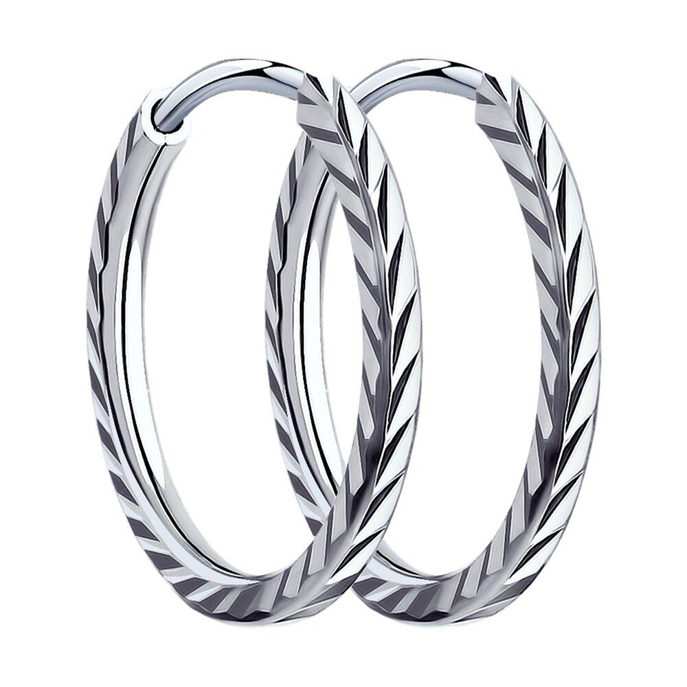 Серьги конго из серебра с алмазной гранью - видео на модели