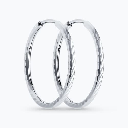 Серьги конго из серебра с алмазной гранью - видео на модели