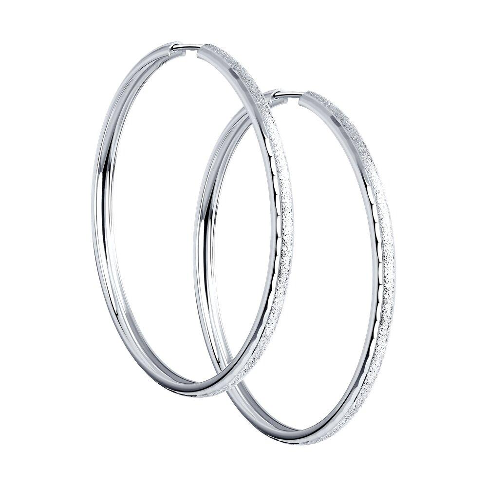 Серьги конго из серебра с алмазной гранью и матированием - видео на модели