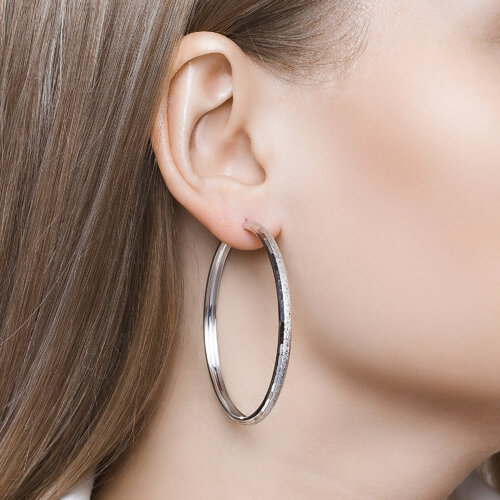 Серьги конго из серебра с алмазной гранью и матированием из серебро — вид 2