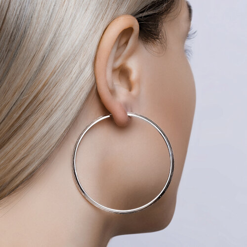 Серьги конго из серебра с алмазной гранью и матированием из серебро — вид 3