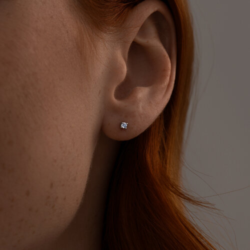 Серьги одиночные из серебра с голубым фианитом из серебро — вид 2