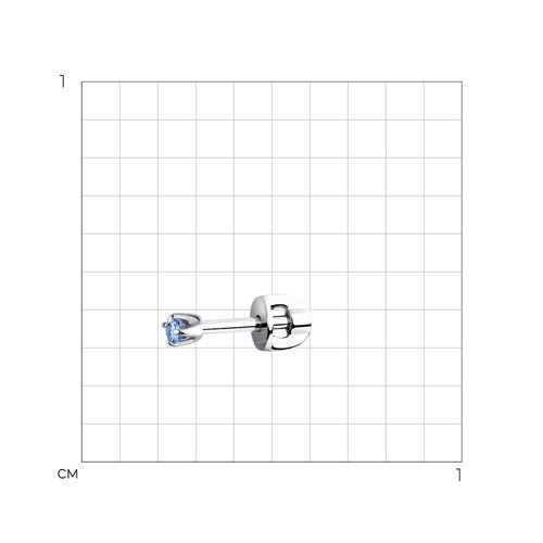 Серьги одиночные из серебра с голубым фианитом из серебро — вид 3
