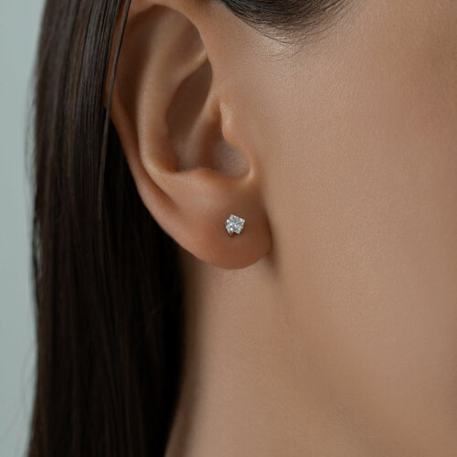 Серьги одиночные из серебра с фианитом из серебро — вид 4