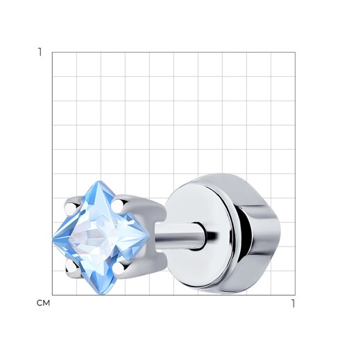 Серьги одиночные из серебра с голубым фианитом из серебро — вид 4