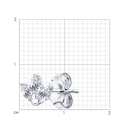 Серьга из серебра с фианитами из серебро — вид 4