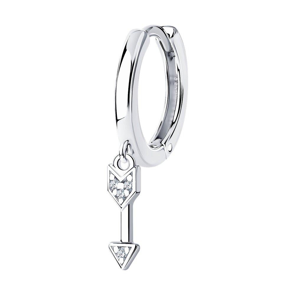 Серьга из серебра с фианитами - видео на модели