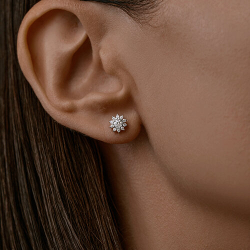 Серьга из серебра с фианитами из серебро — вид 2