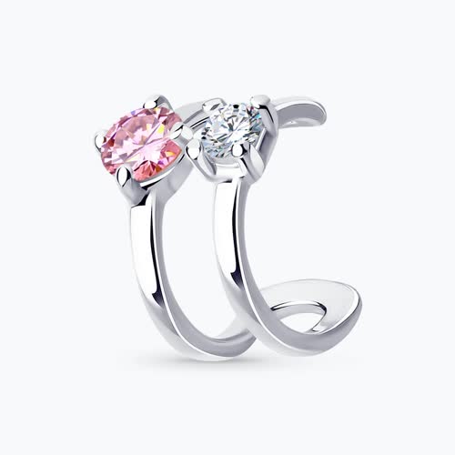 Серьга из серебра с фианитами из серебро