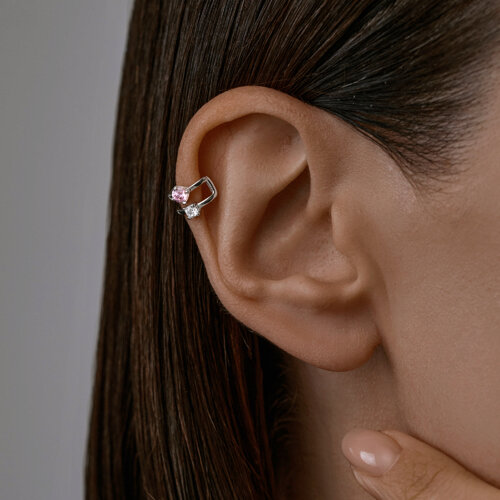 Серьга из серебра с фианитами из серебро — вид 2