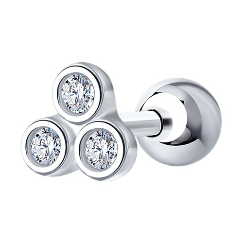 Серьга из серебра с фианитами