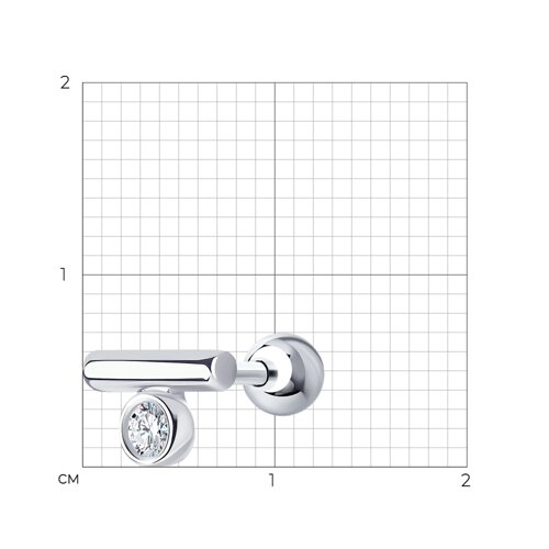 Серьга из серебра с фианитом из серебро — вид 3