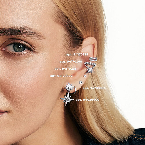 Серьга из серебра с фианитом из серебро — вид 2