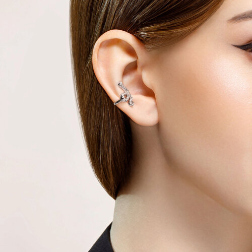 Серьга из серебра с фианитами из серебро — вид 2