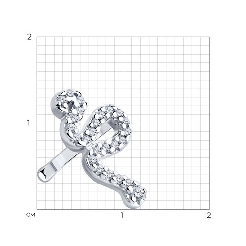 Серьга из серебра с фианитами из серебро — вид 4