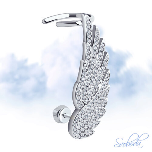 Серьга из серебра с фианитами - видео на модели