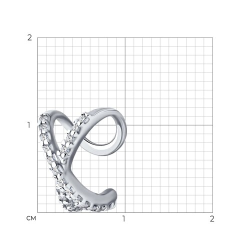 Серьга из серебра с фианитами из серебро — вид 4