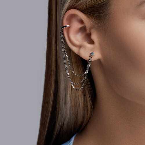 Серьга из серебра с фианитом из серебро — вид 2