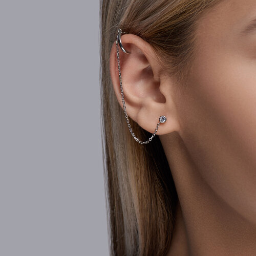 Серьга из серебра с фианитом из серебро — вид 2