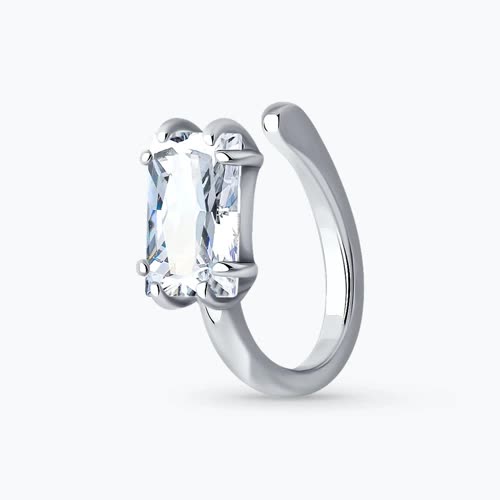 Серьга одиночная из серебра с фианитом - видео на модели