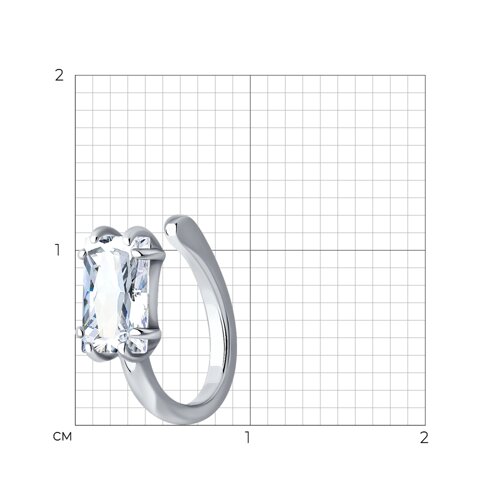 Серьга одиночная из серебра с фианитом из серебро — вид 4