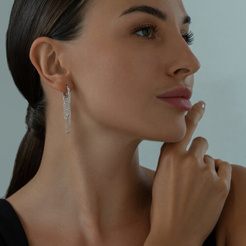 Серьга одиночная из серебра из серебро — вид 3