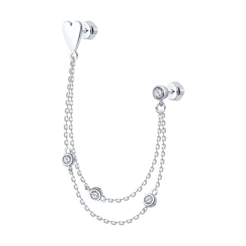 Серьга каффа из серебра с фианитами - видео