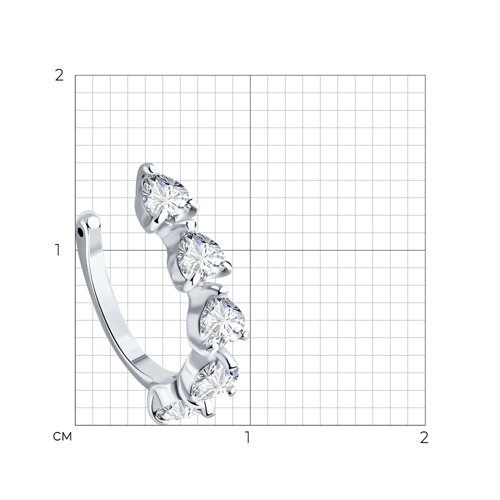 Серьга из серебра с фианитами из серебро — вид 4
