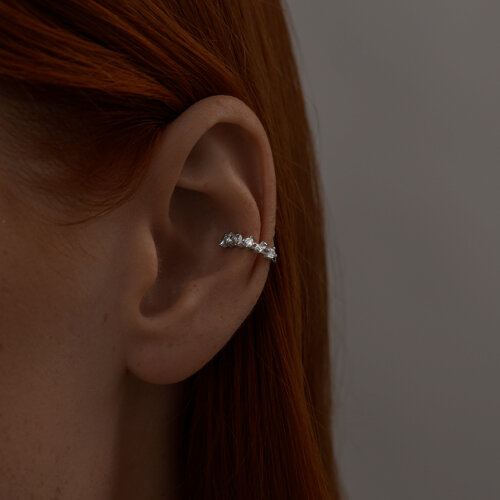 Серьга из серебра с фианитами из серебро — вид 3