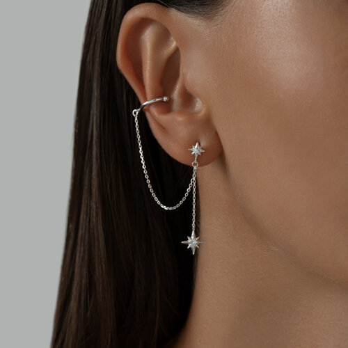 Серьга из серебра с фианитами из серебро — вид 2