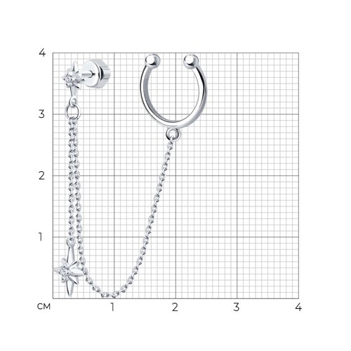 Серьга из серебра с фианитами из серебро — вид 4