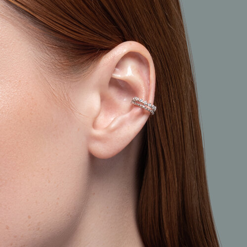 Серьга из серебра с фианитами из серебро — вид 2