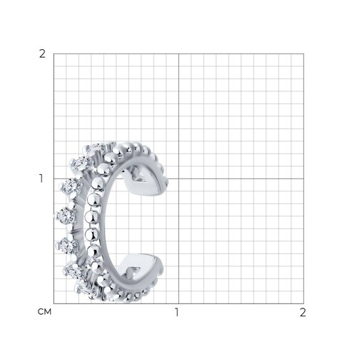 Серьга из серебра с фианитами из серебро — вид 3