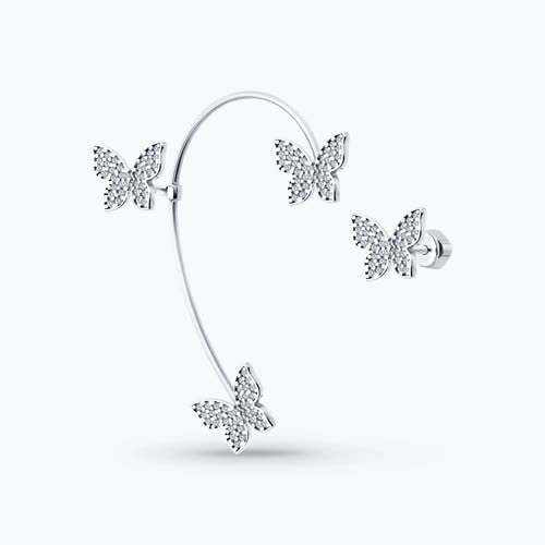 Серьги из серебра с фианитами - видео на модели