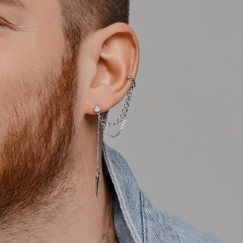 Серьга из серебра с фианитами из серебро — вид 2