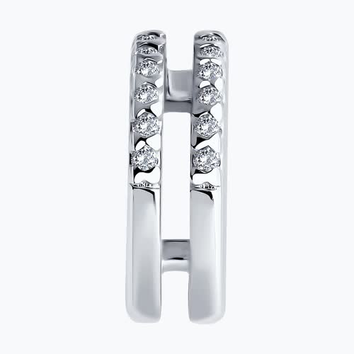 Серьга из серебра с фианитами из серебро — вид 2