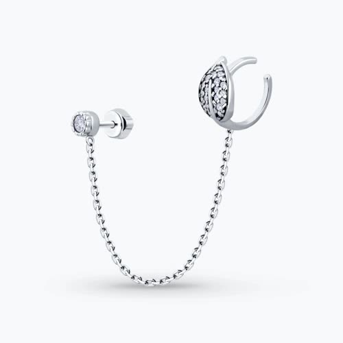 Серьга из серебра с фианитами - видео на модели