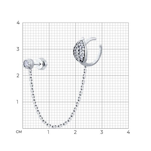 Серьга из серебра с фианитами из серебро — вид 3