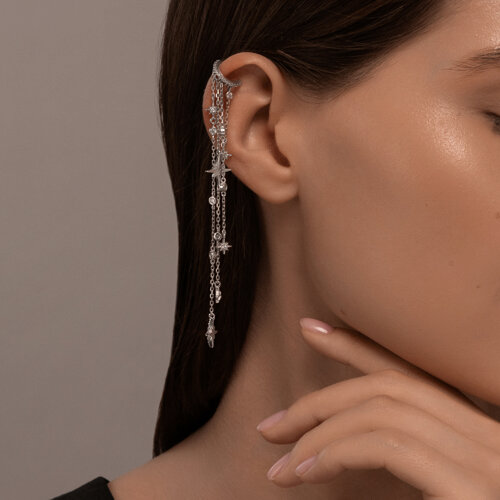 Серьга из серебра с фианитами из серебро — вид 2