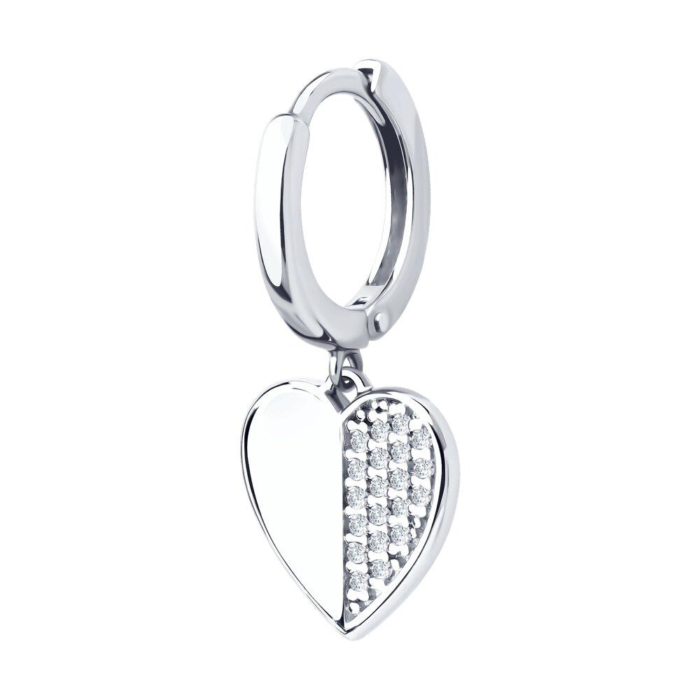 Серьга из серебра с фианитами - видео на модели