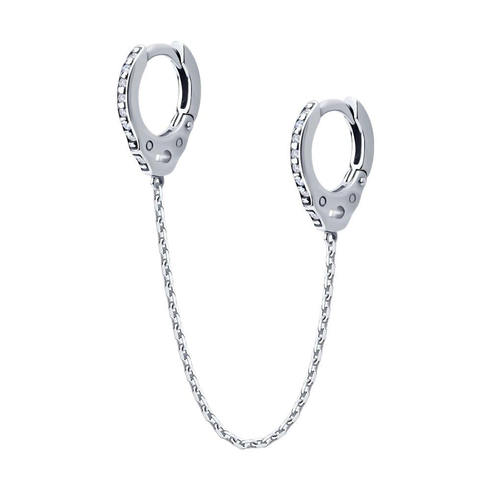 Серьга из серебра с фианитами - видео на модели